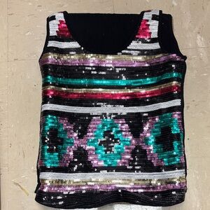 Nice Sequin Striped Tank Top - Multicolor